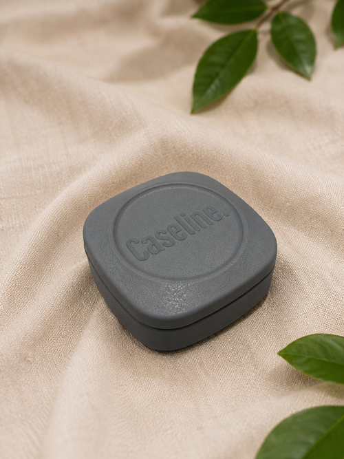 Caseline grey case top/side view closed on a neutral background